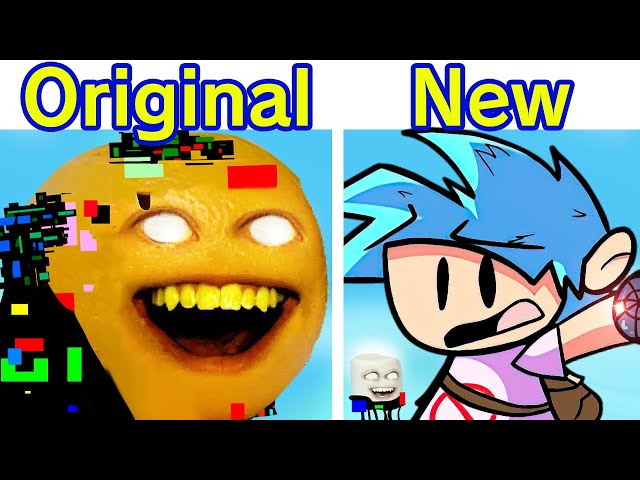 Friday Night Funkin' Corrupted Annoying Orange vs BF & GF | OG VS NEW (Learn With Pibby x FNF Mod) class=