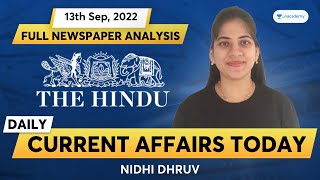 The Hindu Full Newspaper Analysis | Current Affairs Today | 13th Sep | Nidhi Dhruv | Unacademy CLAT