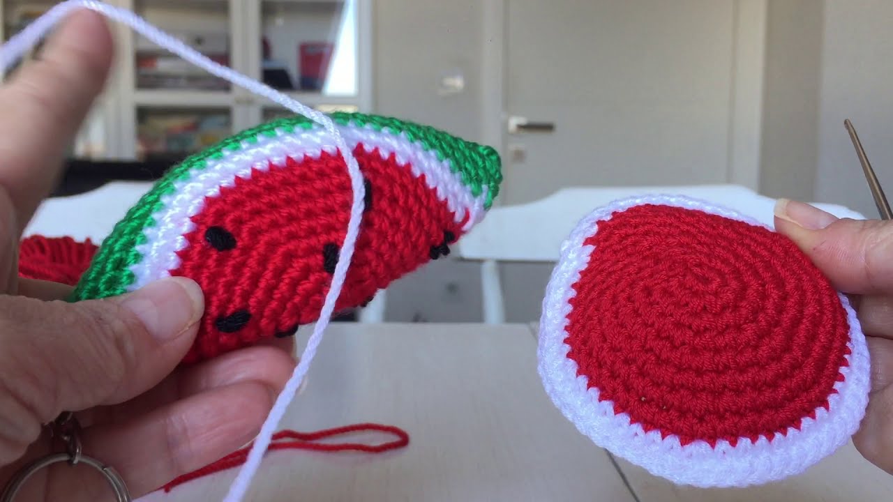 Crochet Watermelon Keychain