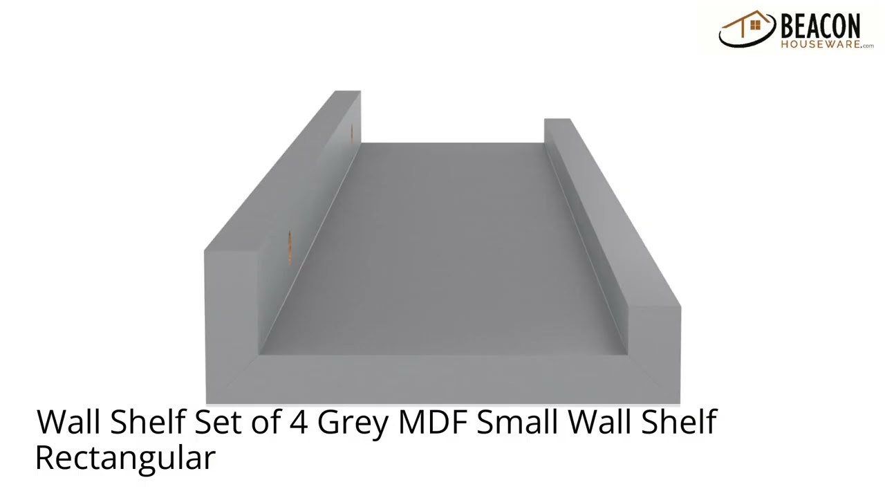 Wall Shelf Set of 4 Grey MDF Small Wall Shelf Rectangular