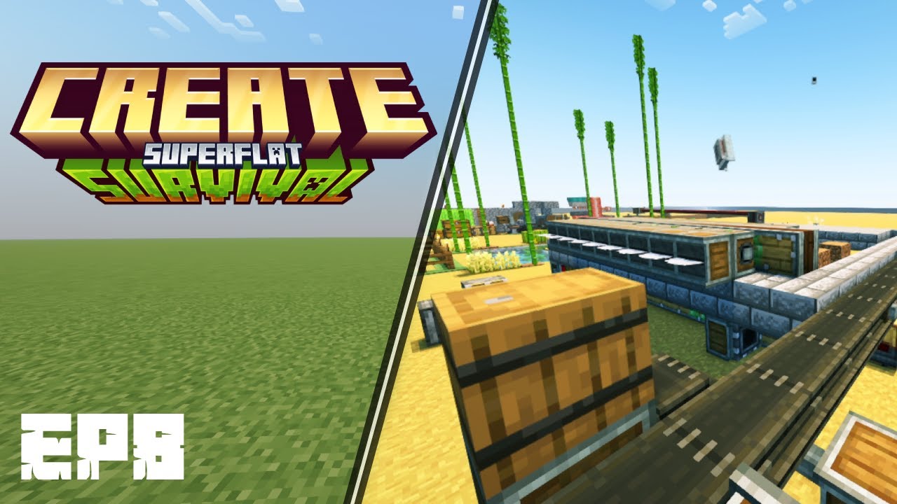 CREATE SUPERFLAT SURVIVAL EP8 GRANJA DE ARBOLES CON EL SCHEMATICANNON!