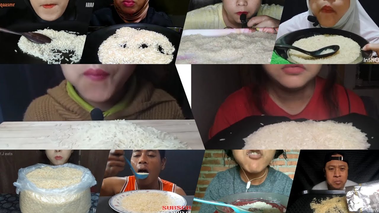ASMR RAW RICE EATING || BASMATI EATING compilation - YouTube