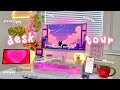 DESK TOUR 💌 BIG DESK UPGRADE ☁️ ambient lighting, cozy vibes, small &amp; compact desk setup 🌷✨