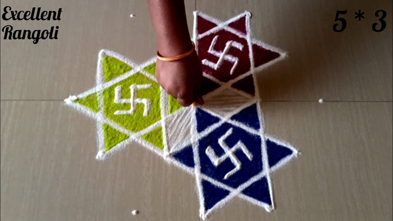 🌺🌺நாளைய செவ்வாய் கிழமை ஸ்பெஷல் கோலம்🌺5*3 dots flower rangol #trending #new #yt @Excellent Rangoli