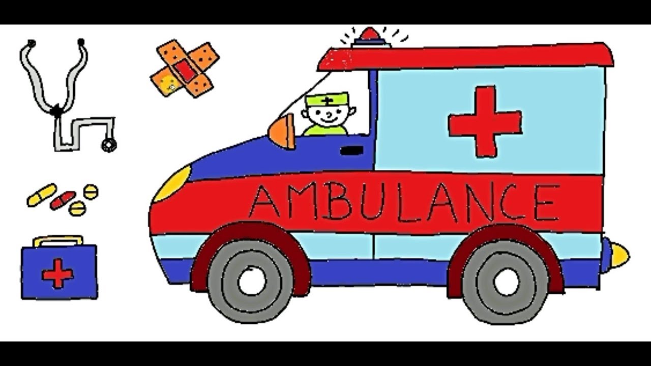 Ambulance Drawing for Kids Emergency Vehicles How to Draw Ambulance