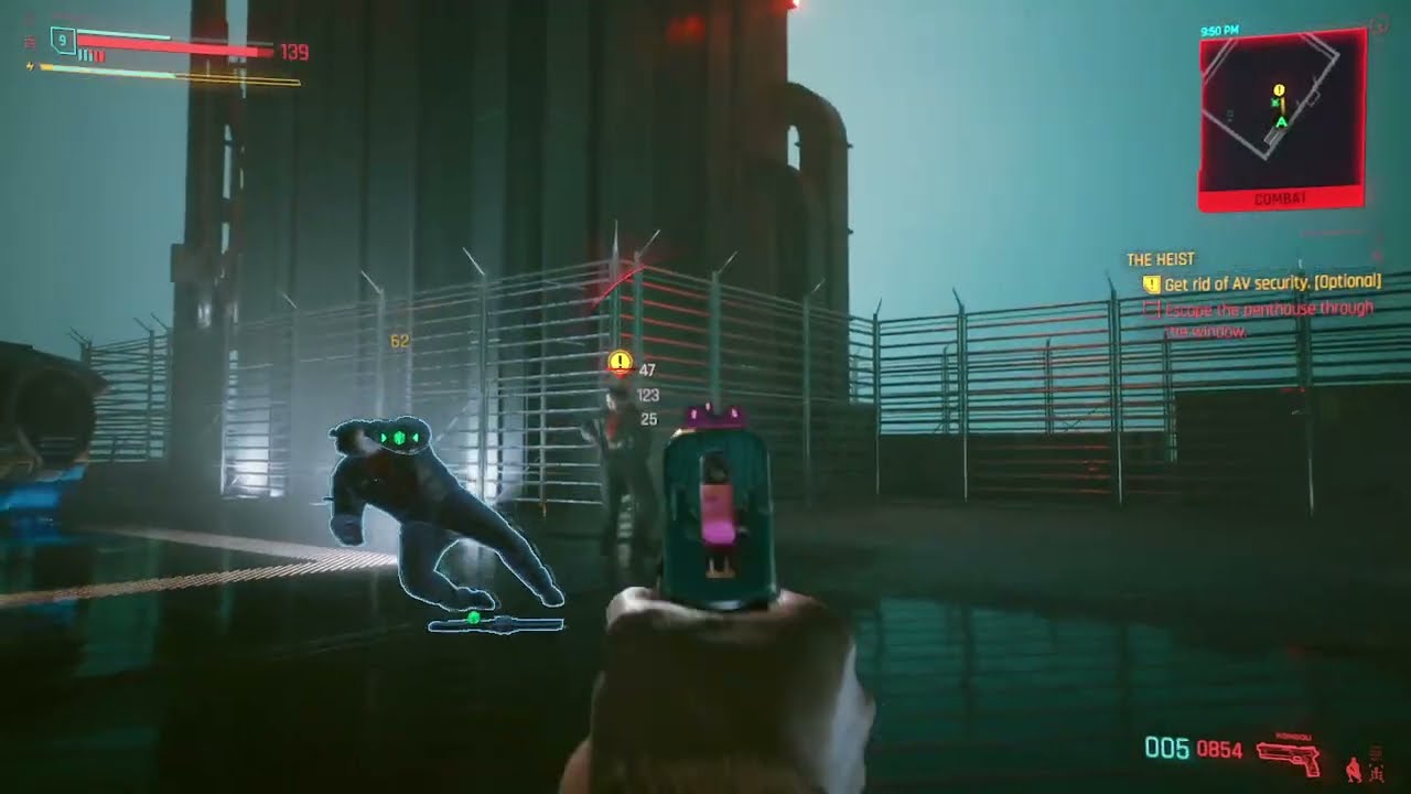 Cyberpunk 2077 THE HEIST Escape the penthouse through the window 