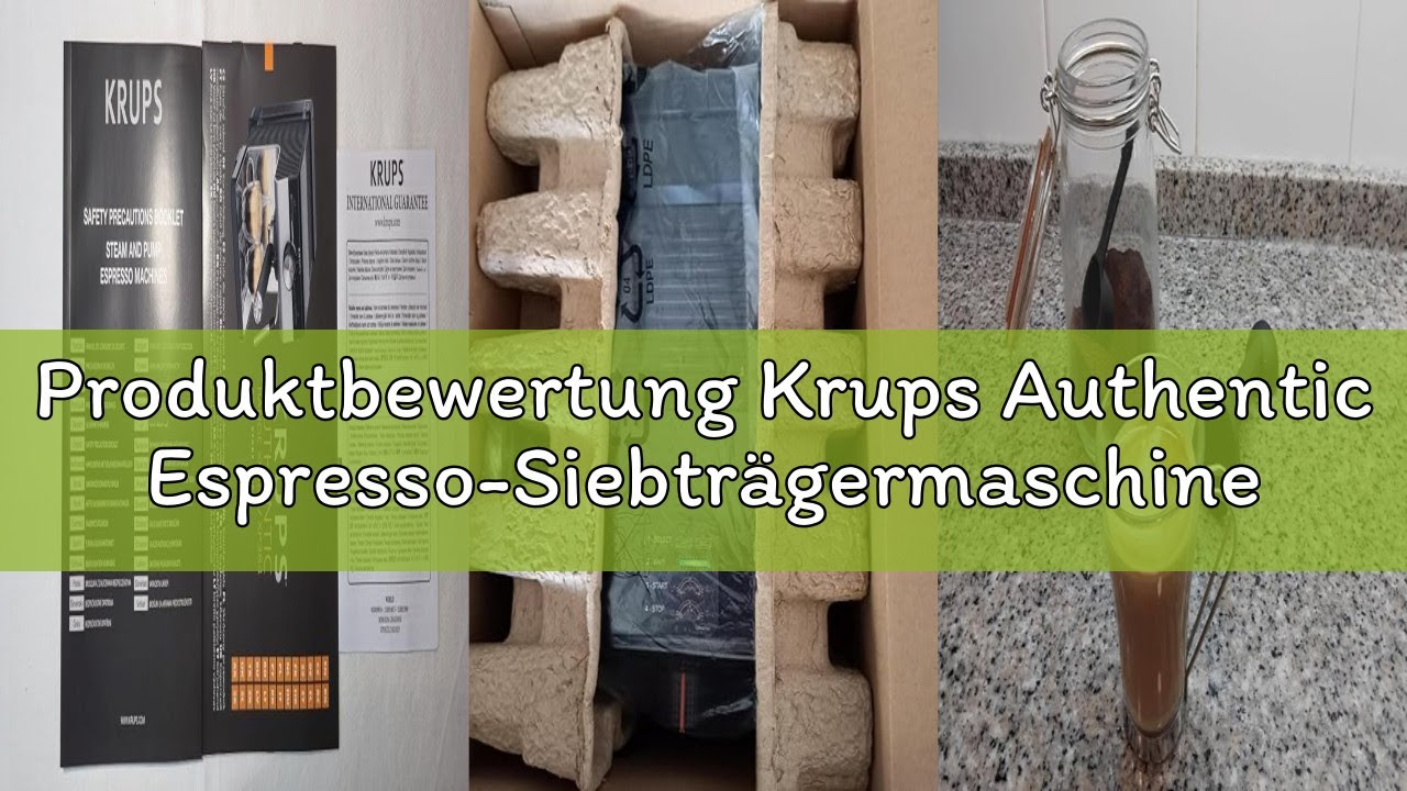 Produktbild von Krups Authentic Siebträgermaschine – 15 Bar, Intuitive Bedienung, Integrierte Dampfdüse, 2 L Wassertank, Inkl. Zubehör, Grey/Creme XP381B10