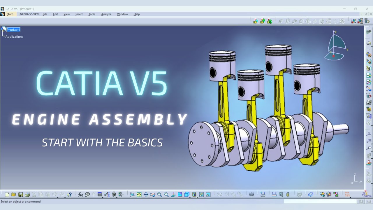 Engine Assembly - CATIA English Tutorial For Beginners - Part Design ...