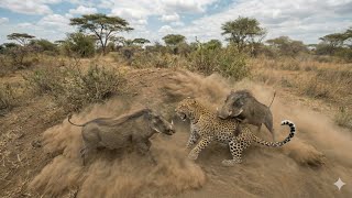 Two Warthogs Turn The Tables On The Leopard