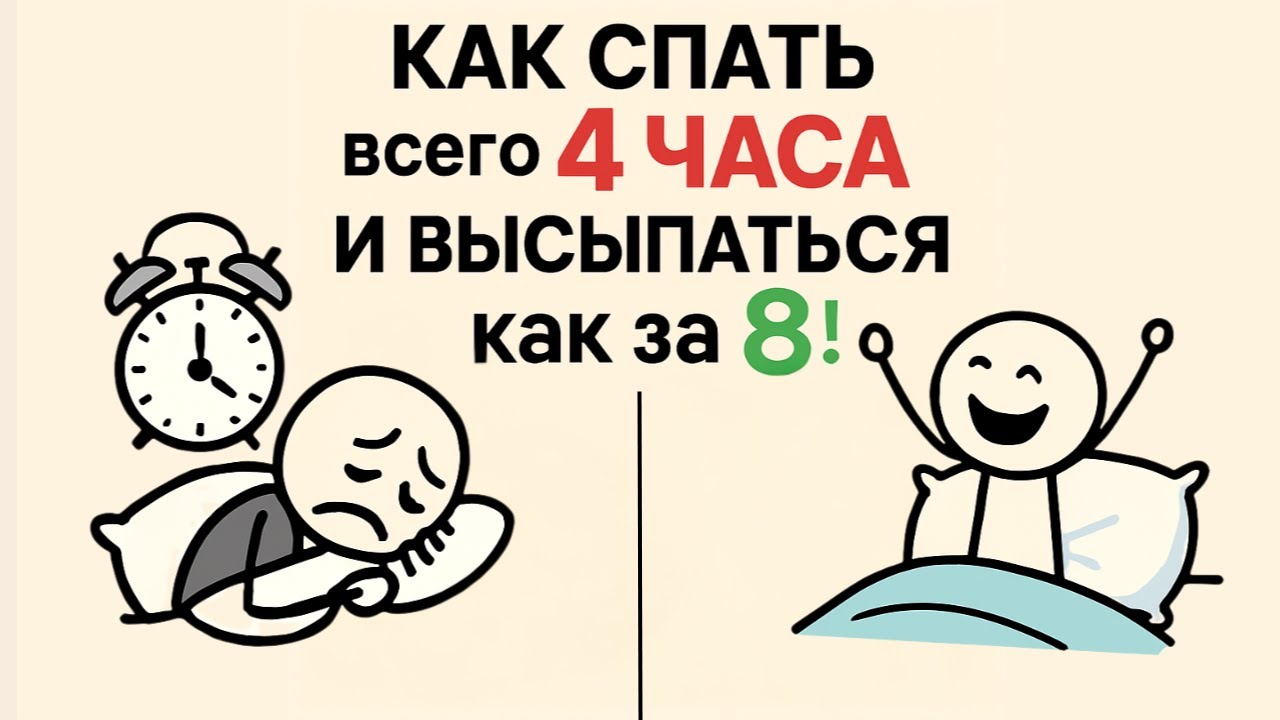Как СПАТЬ всего 4 часа и ВЫСЫПАТЬСЯ как за 8 (секретные техники сна)