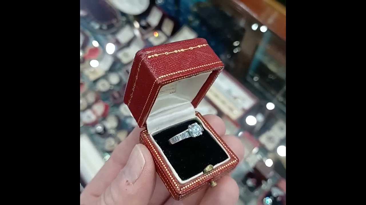 DR348 Cartier solitaire diamond ring with eternity shoulders