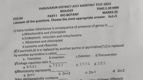 12th Biology First Midterm Exam Original Question paper 2023| Download pdf