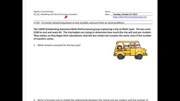 A2A Unit 3 Day 4 - Modeling with Rational Equations