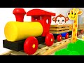 Learn wild animals on wooden train for kids  tino  toys  toddlers