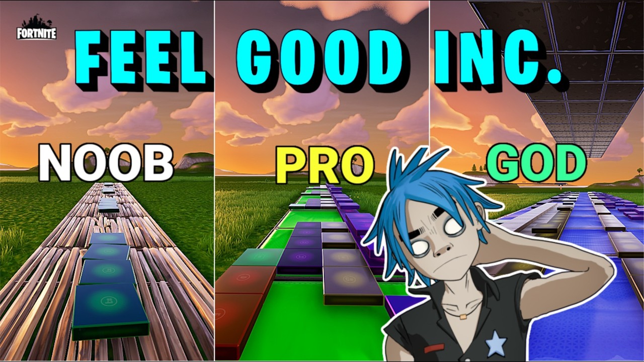 Gorillaz - Feel Good Inc. - Noob vs Pro vs God (Fortnite Music Blocks) ft. 