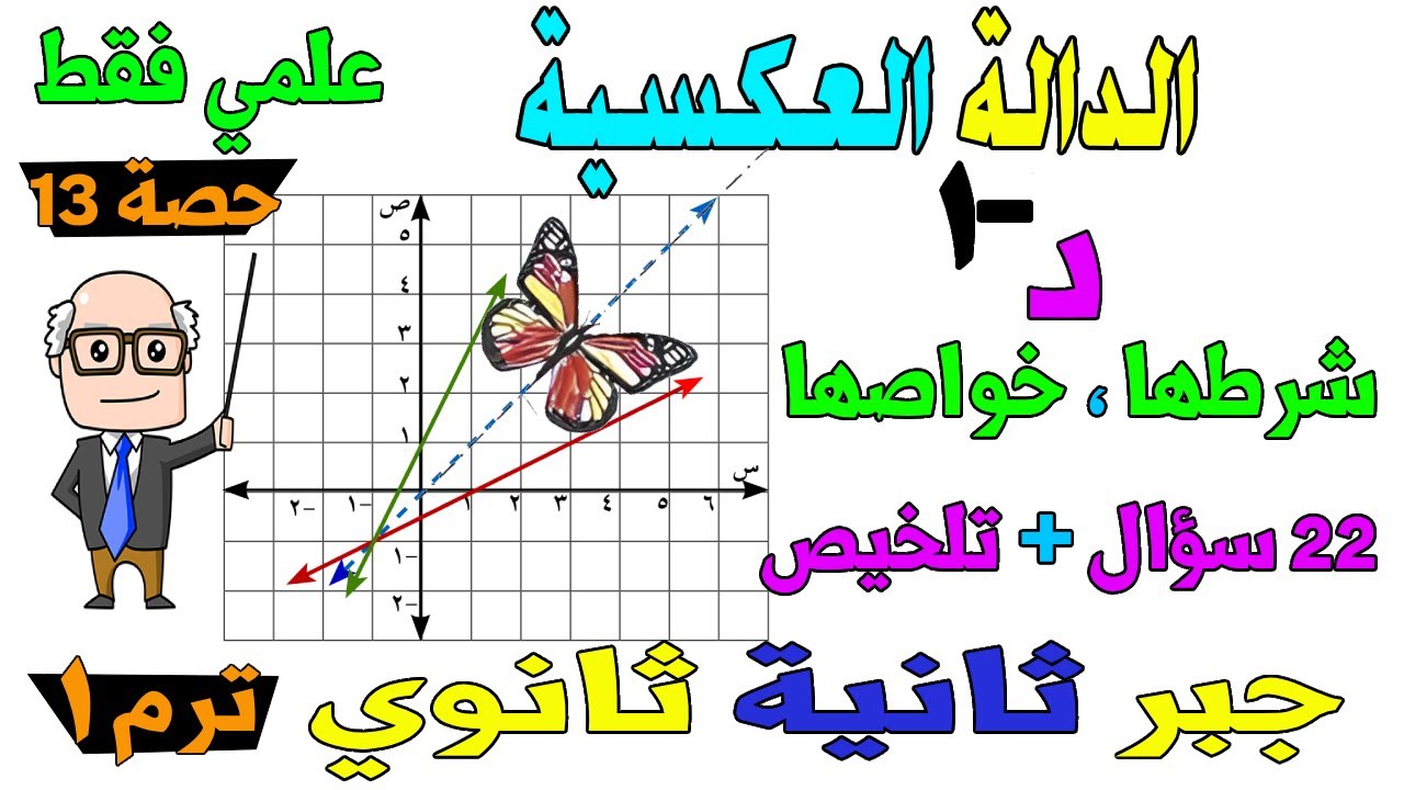 الدالة العكسية جبر للصف الثاني الثانوي ترم اول علمي فقط | حصة 13