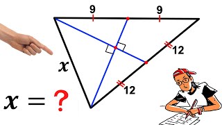 Math Olympiad | Find missing side length X of the triangle | (Centroid and Medians) |  #math #maths