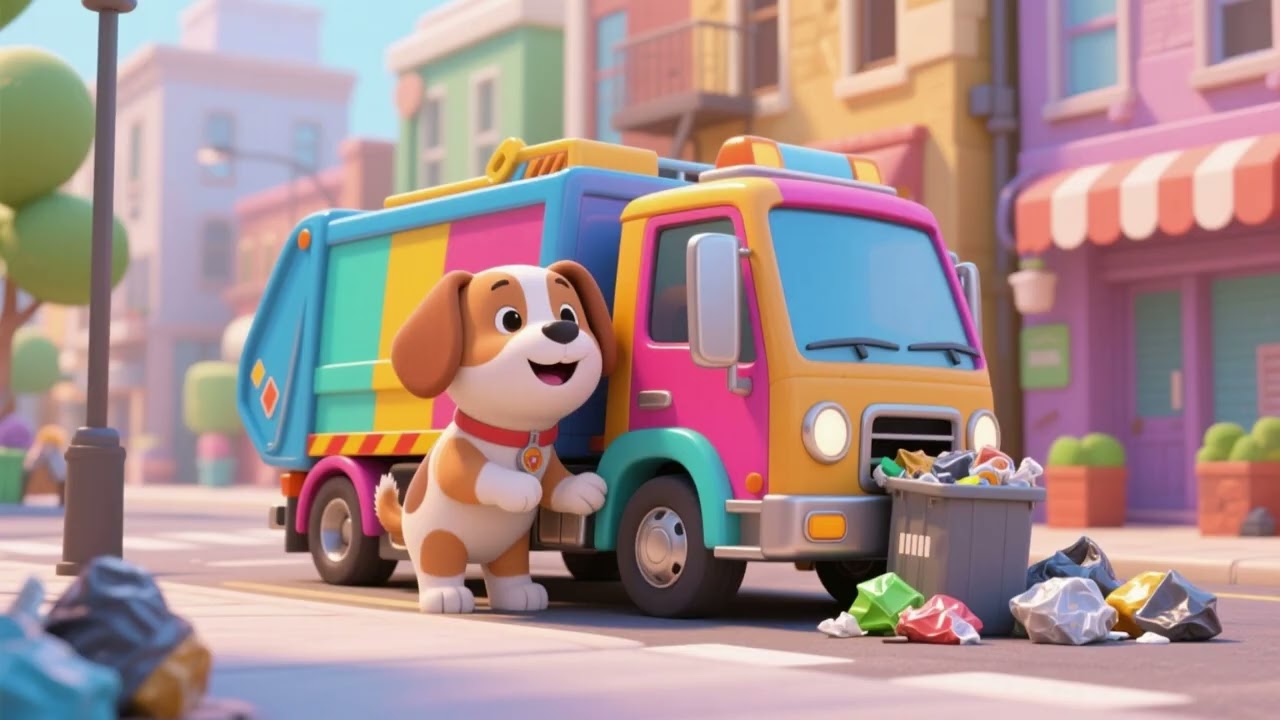 Puppy Garbage Truck | Fun Vehicle Nursery Rhymes & Kids Songs 🐶🚛