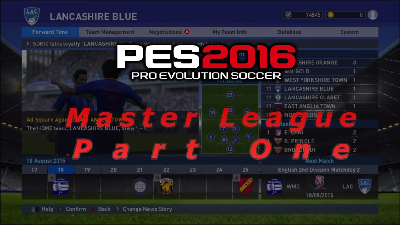 PRO EVOLUTION SOCCER 2016 // MASTER LEAGUE GAMEPLAY