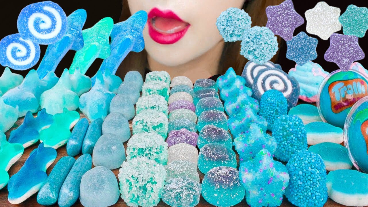 【ASMR】【咀嚼音 】青いお菓子💙🩵MUKBANG 먹방 食べる音 EATING SOUNDS NO TALKING