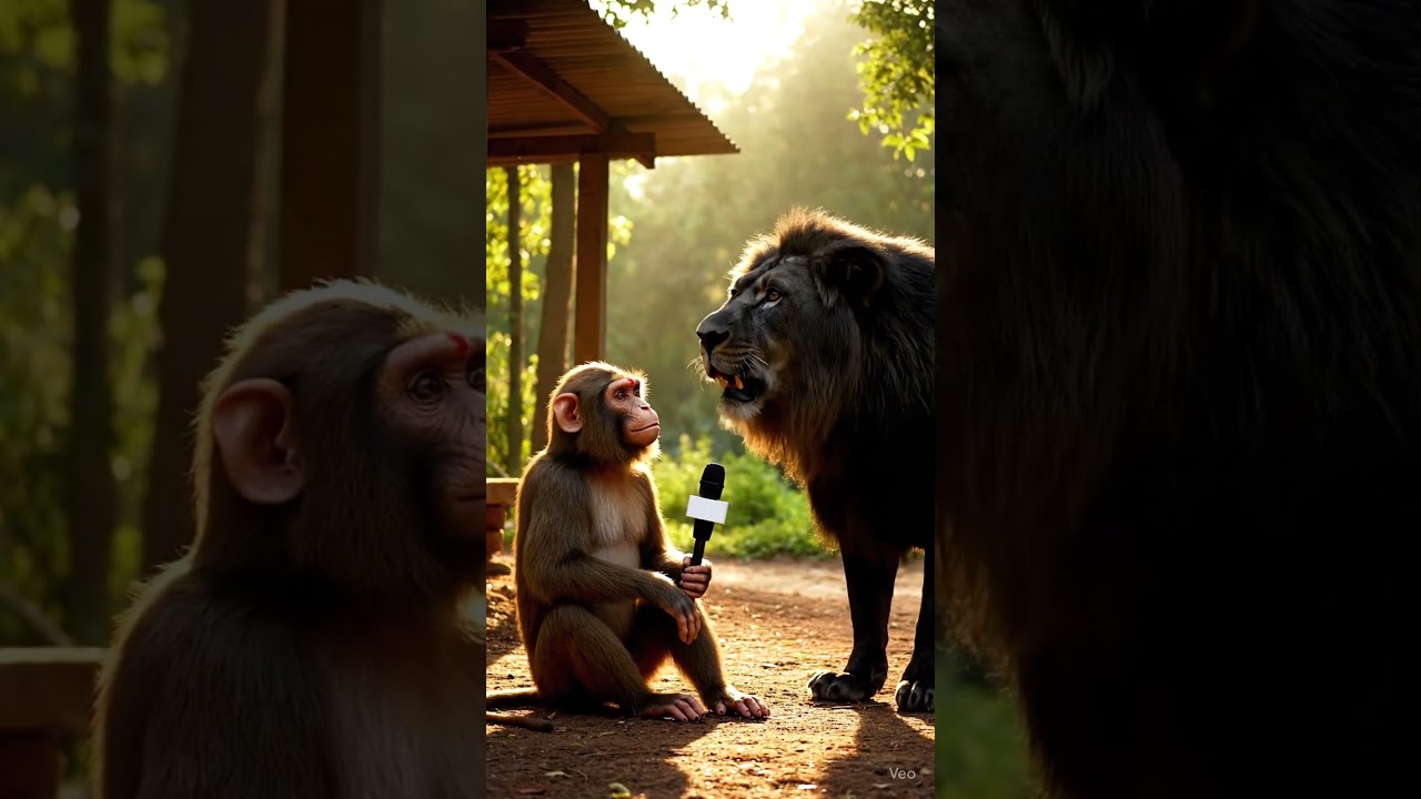 🐒🎤 Monkey Interviews Lion on Navratri | Ultra-Realistic Cinematic Video 🦁✨ 