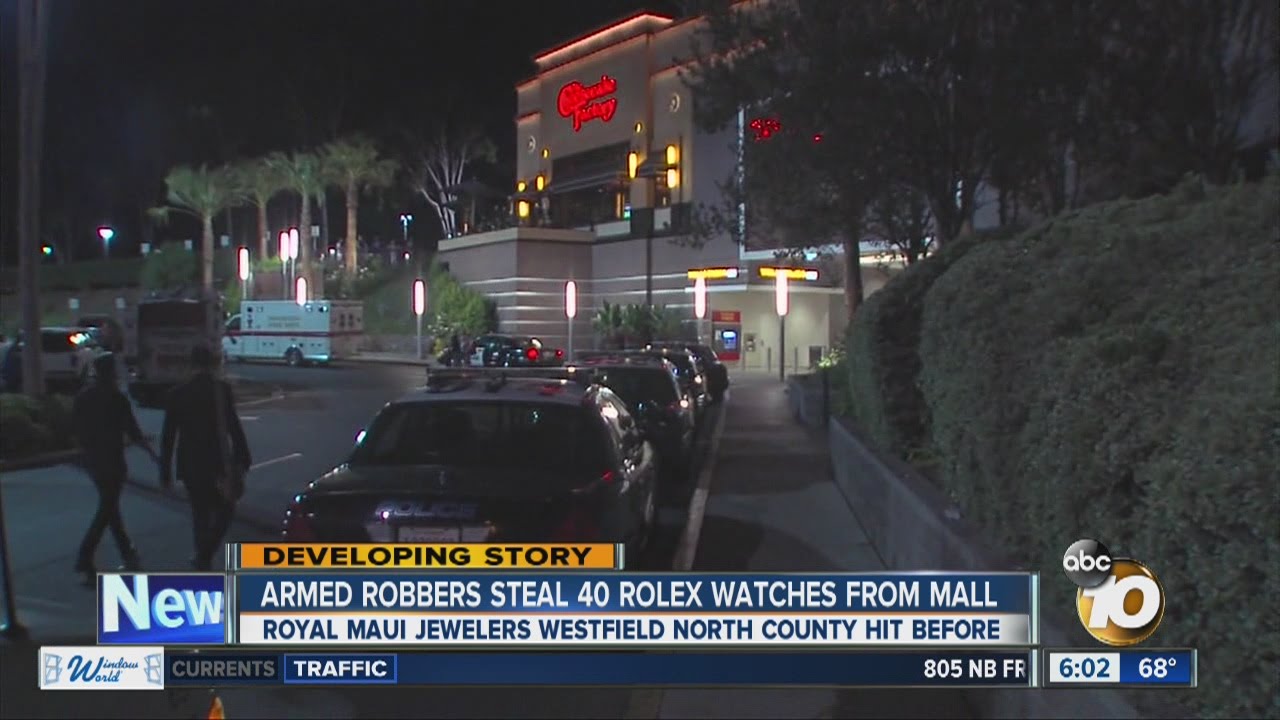$480K worth of Rolex watches taken in jewelry store robbery at Westfield North County mall