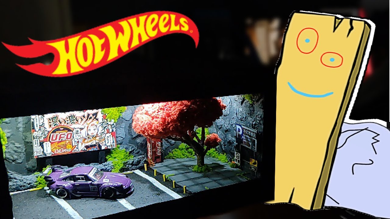 Exhibidor de Hotwheels hecho de madera 