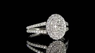 14K WHITE GOLD GIA CERTIFIED D COLOR OVAL & DIAMOND RING. Ref. 116 1333