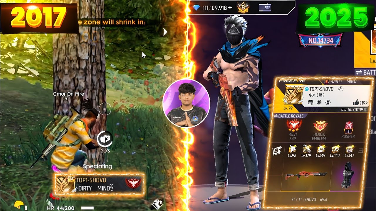 2017 সালের SHOVO 69x Vs 2026 সালের SHOVO 69x 😱 || Free Fire Old Player 2017 Vs 2026 - Free Fire