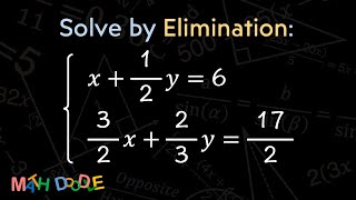 [Bite-Size Guide] Solve the System of Linear Equations by Elimination: 𝑥+1/2𝑦=6 and 3/2𝑥+2/3𝑦=17/2
