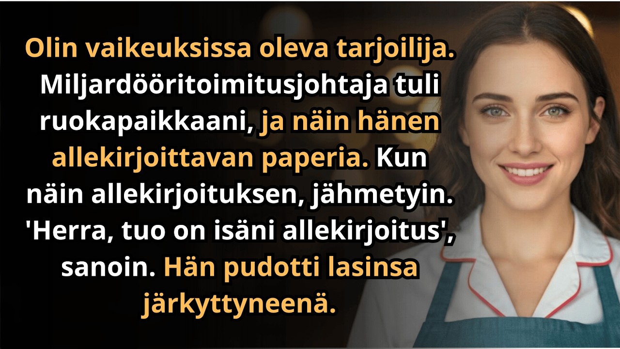 Olen tarjoilija, miljardööri allekirjoitti asiakirjan ja sanoin: “Tuo on isäni allekirjoitus.”