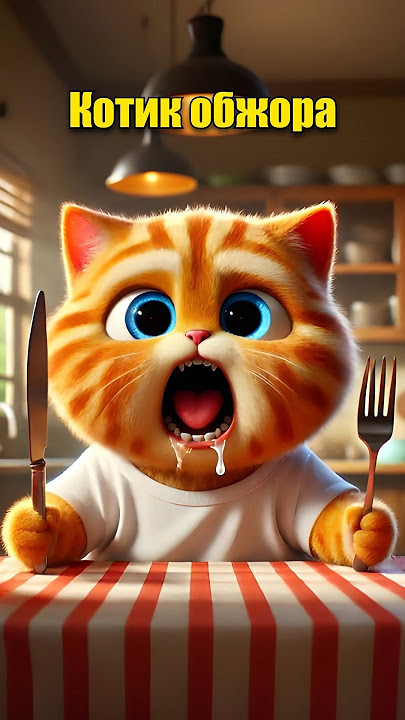 Котик обжора в нейросети #dalle3 #chatgpt #котик #юмор #кот #aiart #aicat #ии  #нейросеть #мультик