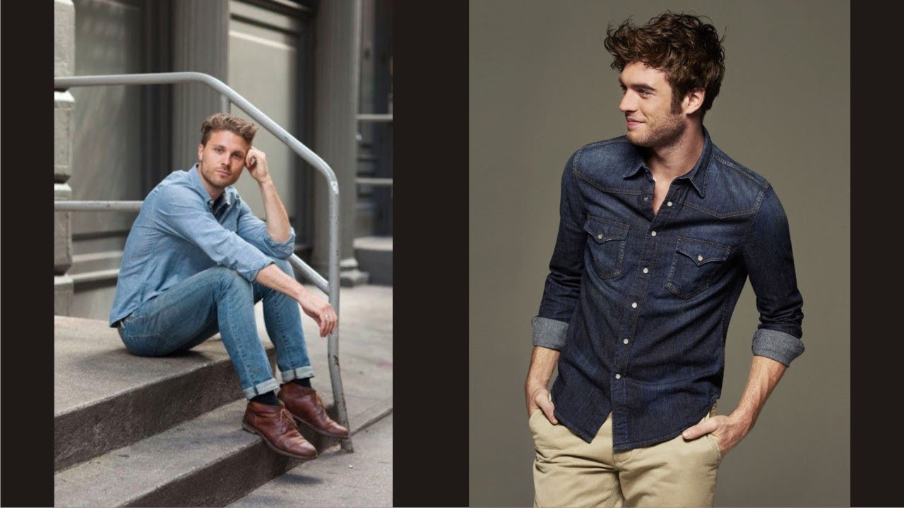 male denim shirt outfits