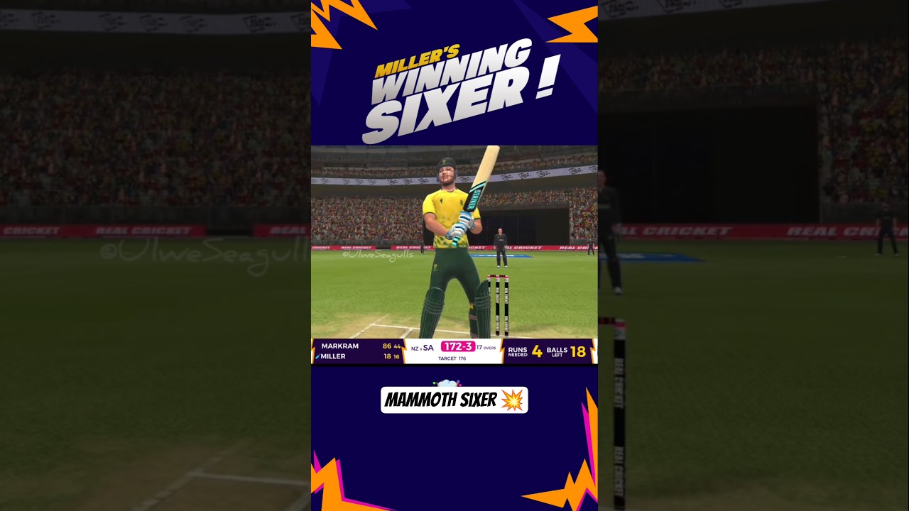 💥Дэвид Миллер завершает игру шестеркой в ​​настоящем крикете | Южная Африка против Новой Зеландии...