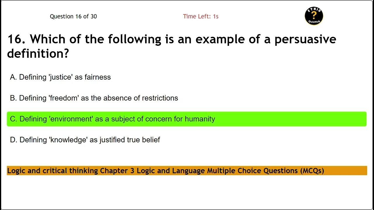 Logic and critical thinking Chapter 3 Logic and Language Multiple ...