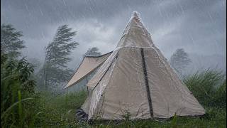 HEAVY RAIN AND STRONG WINDS THROUGHOUT THE NIGHT🌪️ Camping during Heavy Rain🌧️ 