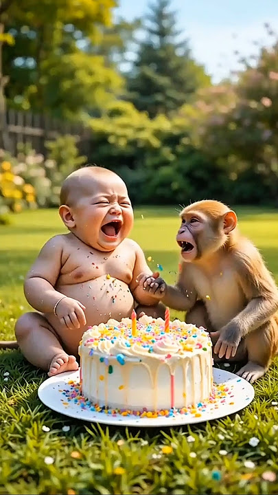 Monkey Picked Up the Cake and Smashed It on the Baby’s Face 😱😂 | You Won’t Believe His Reaction!