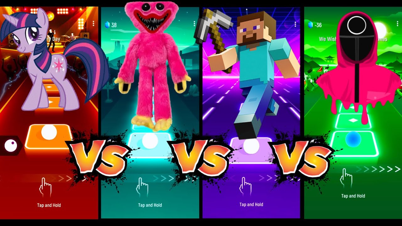 Sparkle VS Hagi Vaghi VS Steve VS Squid game Tiles Hop EDM Rush!