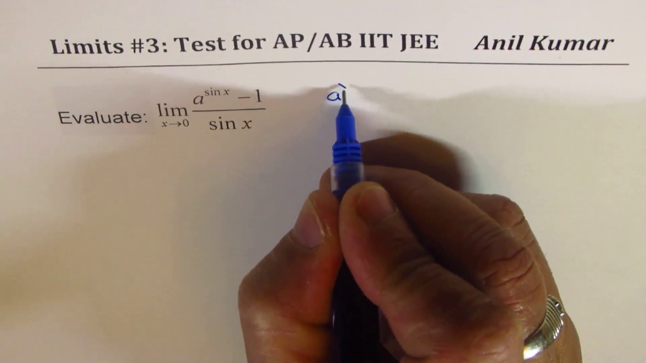 (a^sinx - 1)/sinx Limit of Function using Series with IIT JEE Test Question | Grade 11 | IITJEE