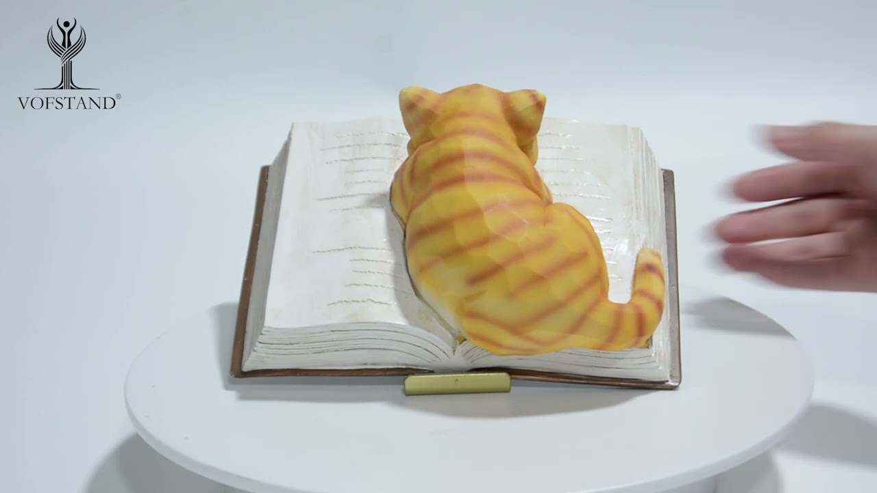 Vofstand Cat Book Figurines Book Lovers Gift with Bookmark Cats Decor