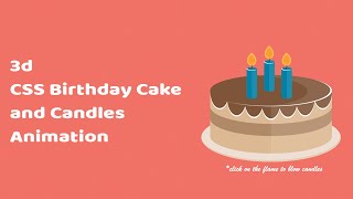 3d CSS Birthday Cake and Candles Animation