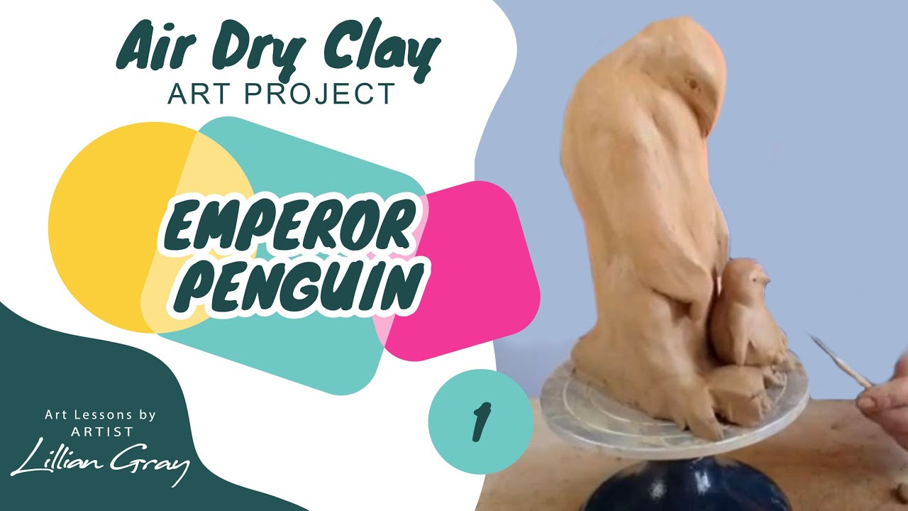 Air Dry Clay Sculpture Emperor Penguin by Lillian Gray