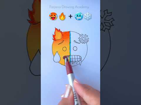 Hot🔥 + Cold❄️ || Emoji Mixing Satisfying Art  #creativeart  #satisfying