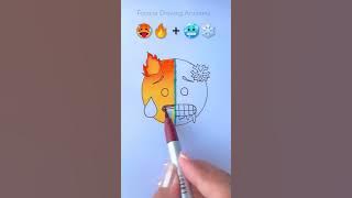 Hot🔥 + Cold❄️ || Emoji Mixing Satisfying Art  #creativeart  #satisfying