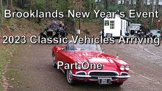 Brooklands Classic Car Event 2023 Vehicles arriving at the Campbell Gate Part1