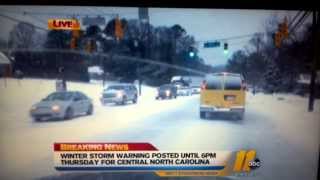 Raleigh-Durham traffic gridlock in snow Feb 12 2014