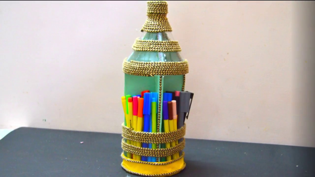 Bottle Craft Pen N Pencil Holder With Waste Plastic Bottle YouTube