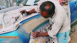 Car fender damage🚗 #car #denting #penting #painting #cardamage #scratch #fender #dentingpenting