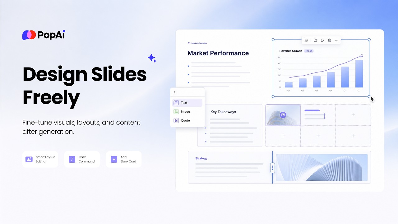 PopAi Editor Update: Smarter Layouts, Slash Commands & 16:9 Slide Fit