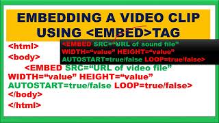 Adding Audio and Video in Web Page | Embedding Audio and Video file using Embed tag in HTML